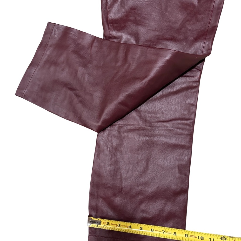 Jessica London Genuine Leather Pants Women Size 18W Maroon Straight Leg Moto NWT - Picture 15 of 15